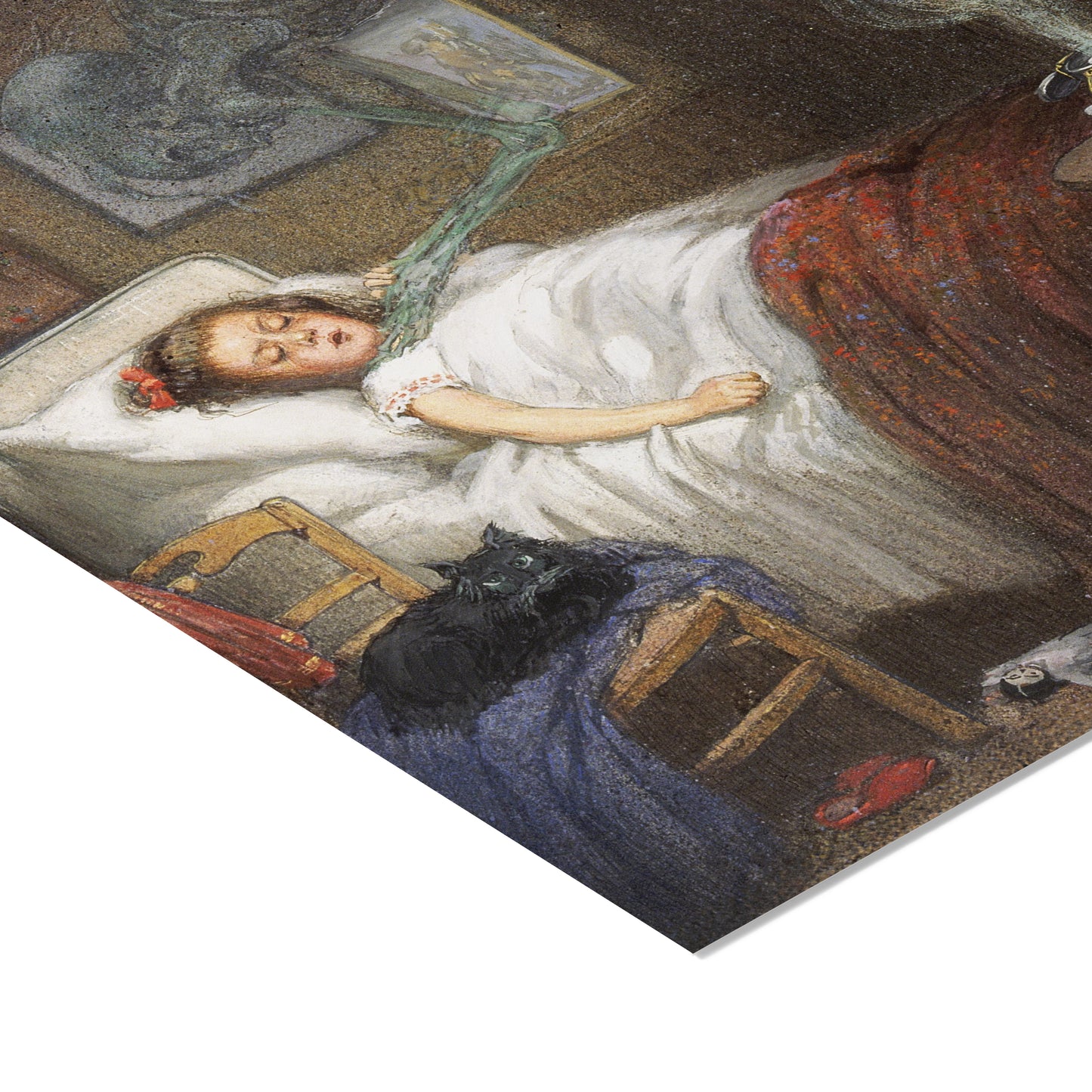 Ghostly Skeleton Trying to Strangle a Sick Child (Diphtheria) | Richard Tennant Cooper | 20th Century