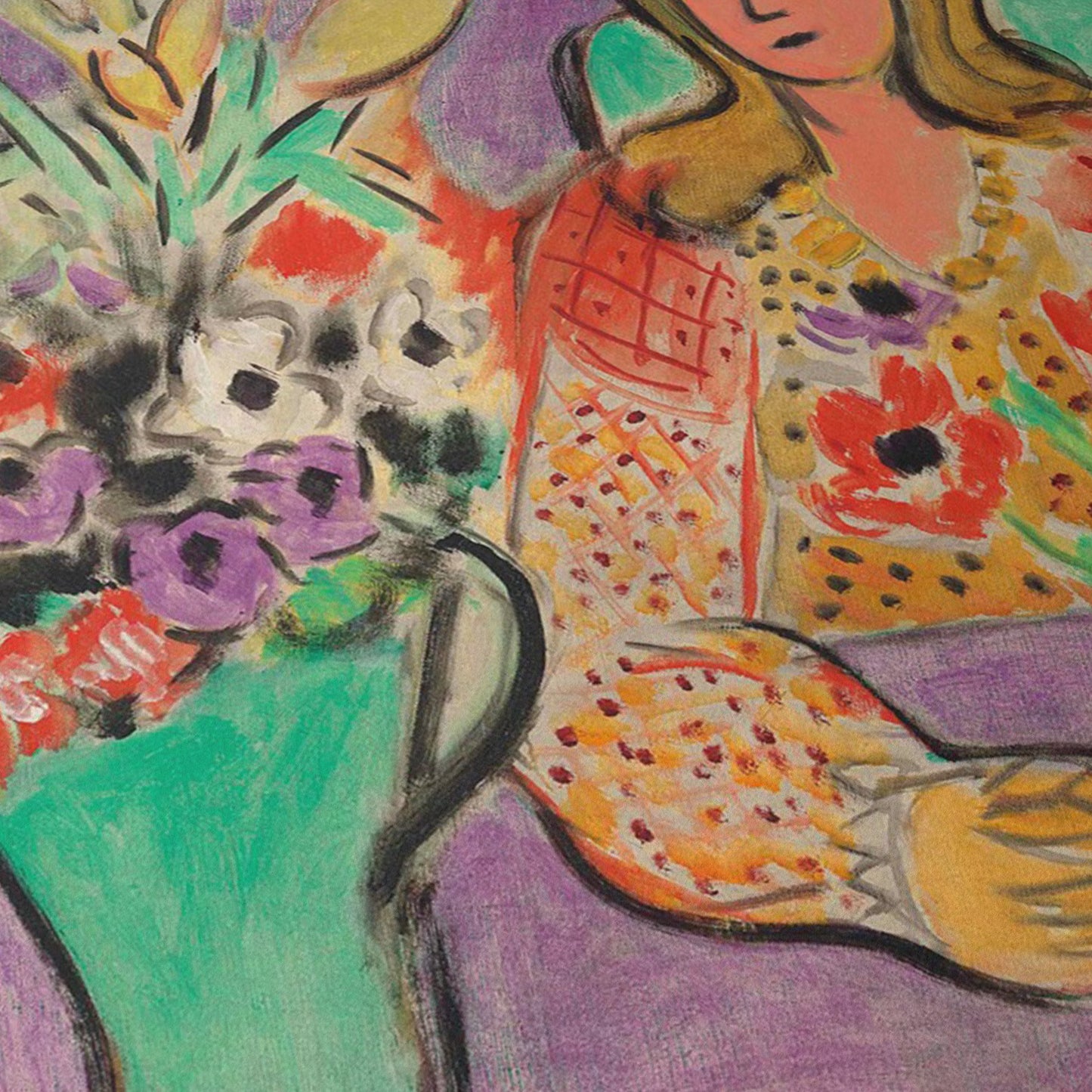Young Girl with Anemones on Purple Background | Henri Matisse | 1944