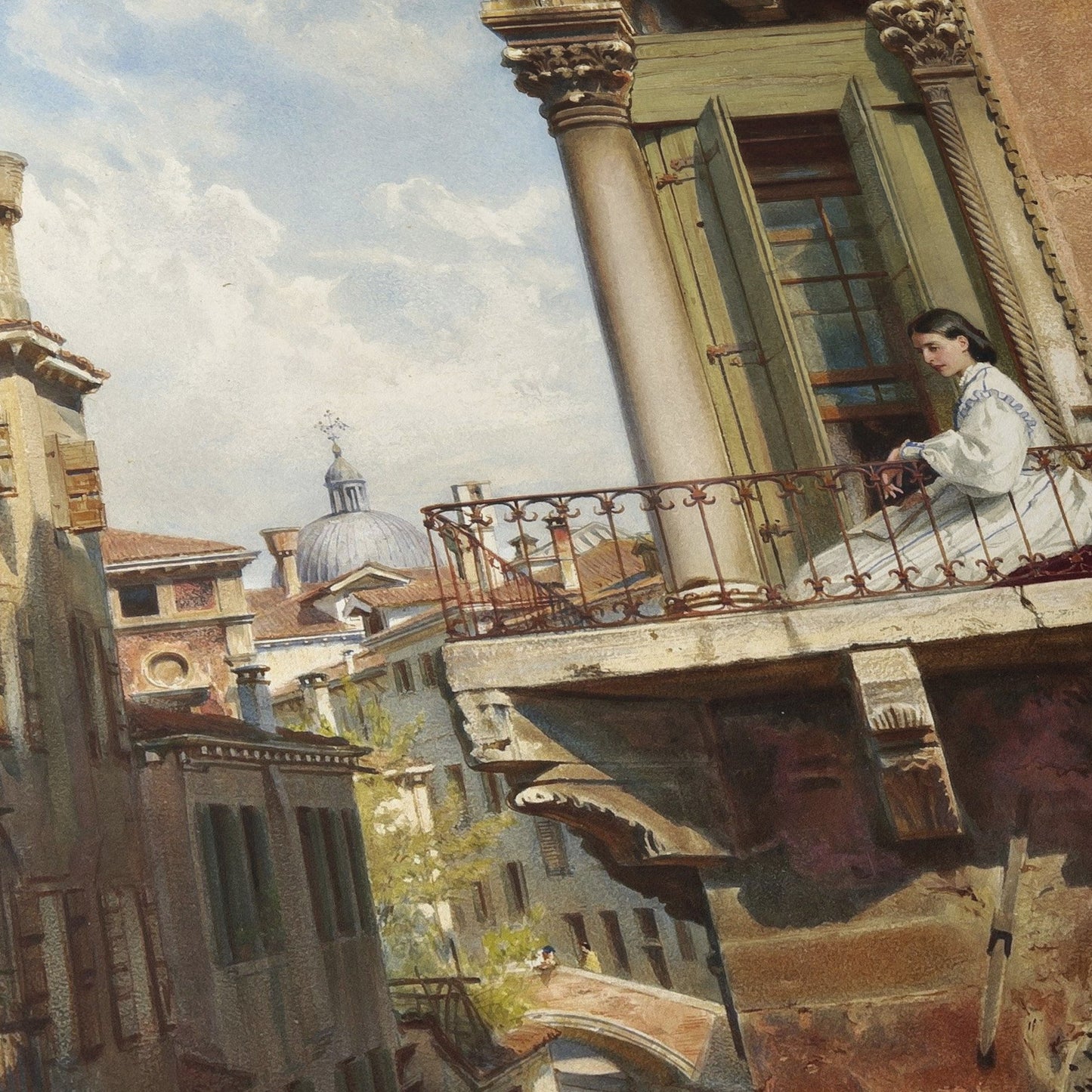 Anna Passini on the Balcony of the Palazzo Priuli in Venice | Ludwig Passini | c. 1886