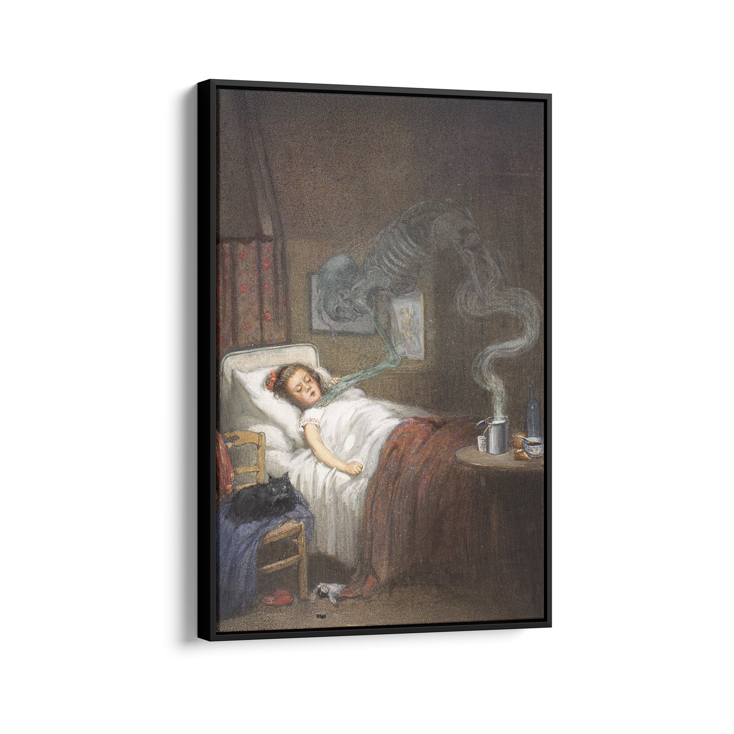 Ghostly Skeleton Trying to Strangle a Sick Child (Diphtheria) | Richard Tennant Cooper | 20th Century
