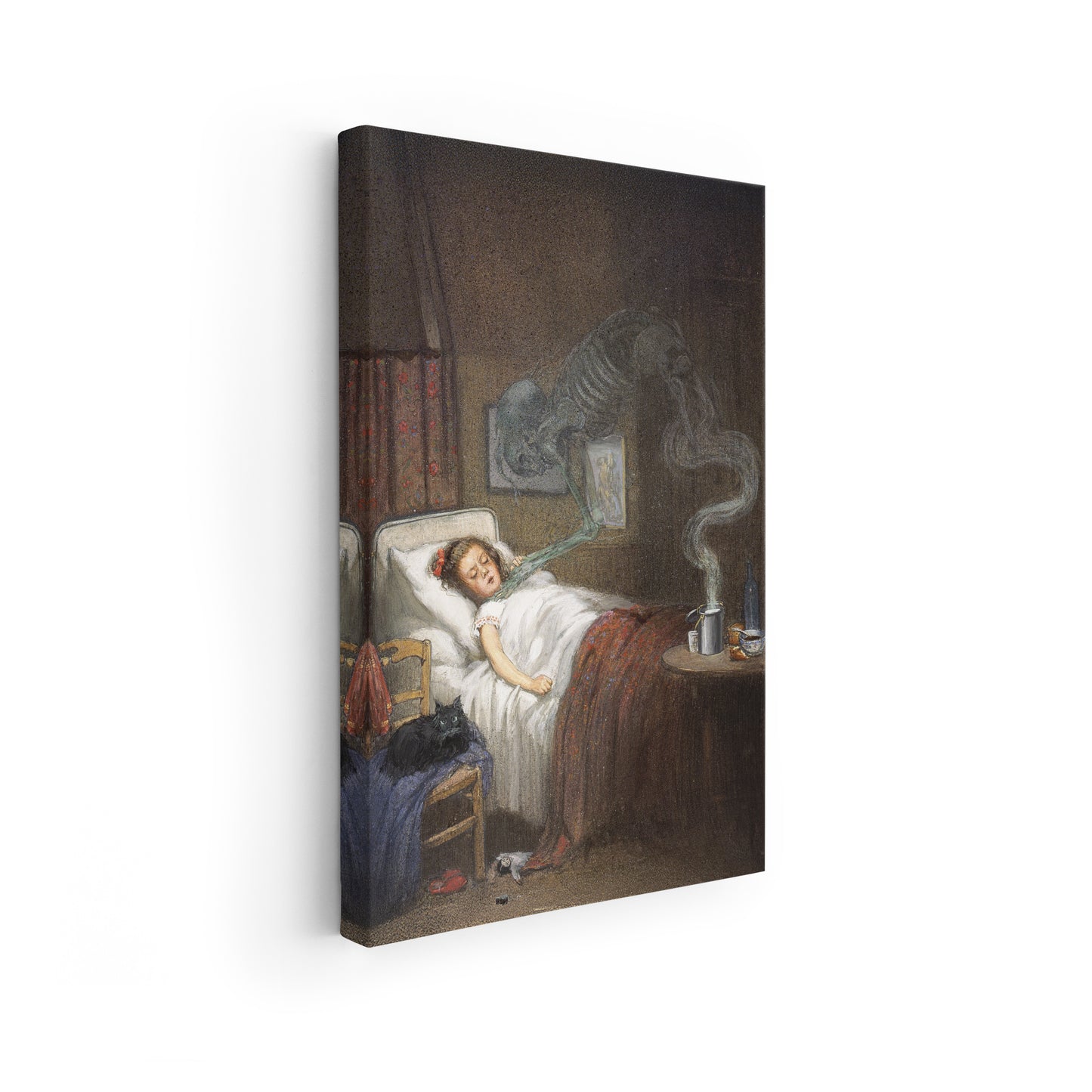 Ghostly Skeleton Trying to Strangle a Sick Child (Diphtheria) | Richard Tennant Cooper | 20th Century