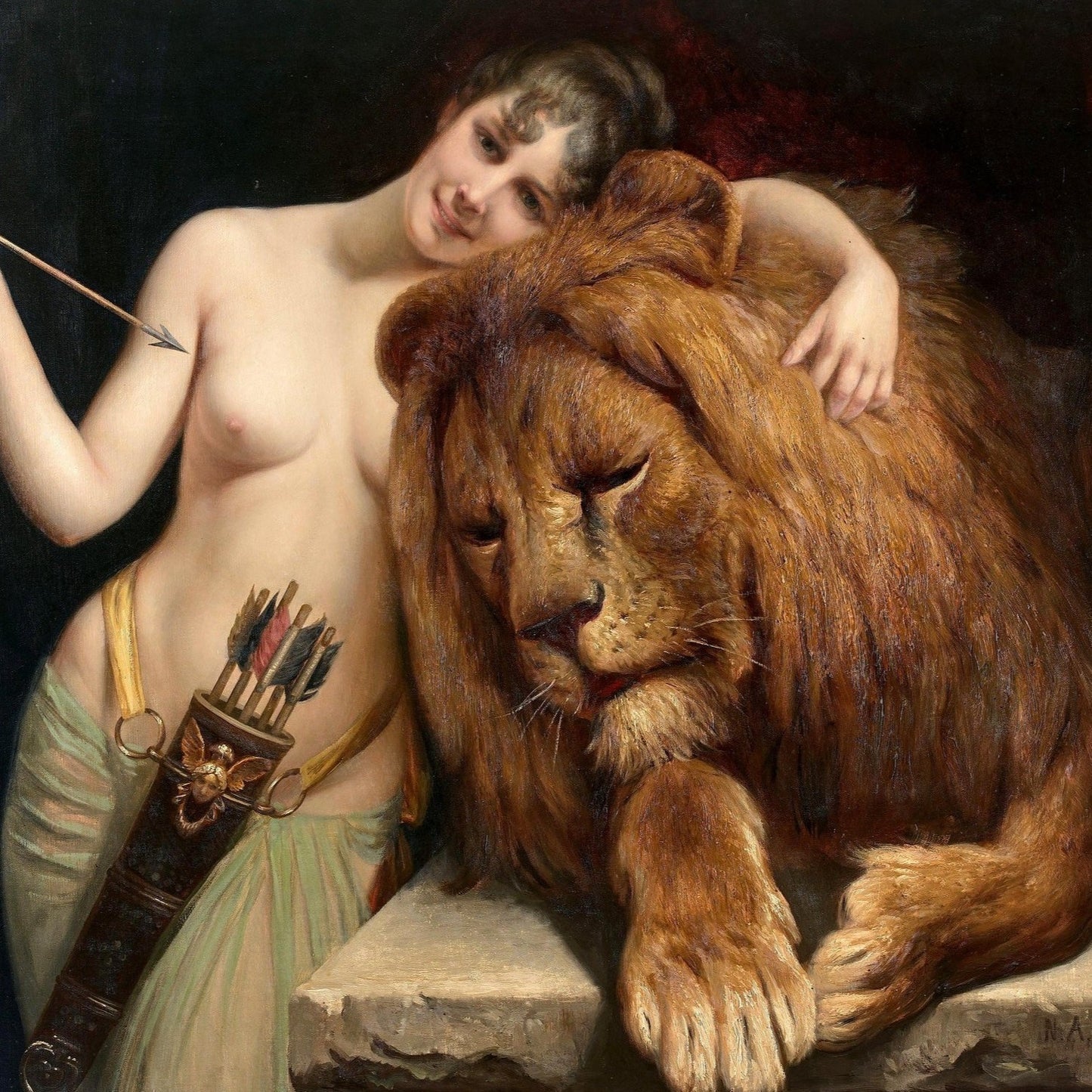 The Goddess Diana with a Lion | Angelo Graf von Courten | 1848