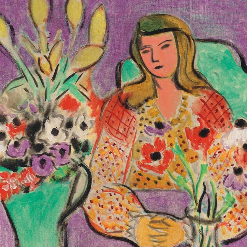 Young Girl with Anemones on Purple Background | Henri Matisse | 1944