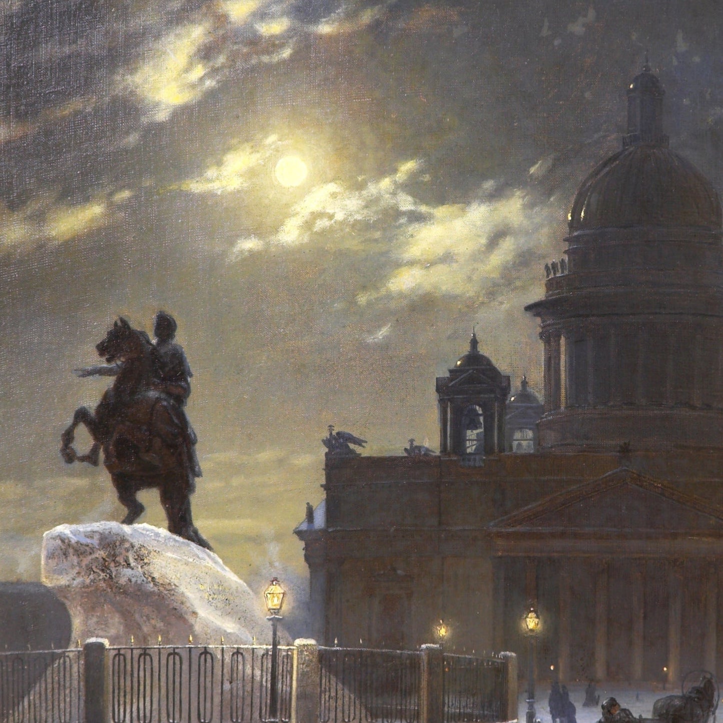 View of the monument to Peter I on the Senate Square in St. Petersburg | Vasily Surikov | 1870