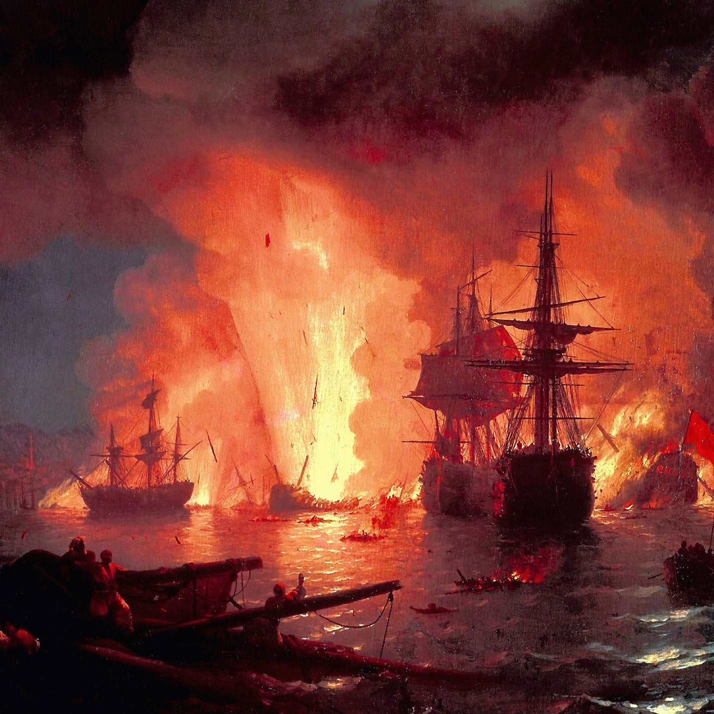 Battle of Çesme at Night | Ivan Aivazovski | 1848