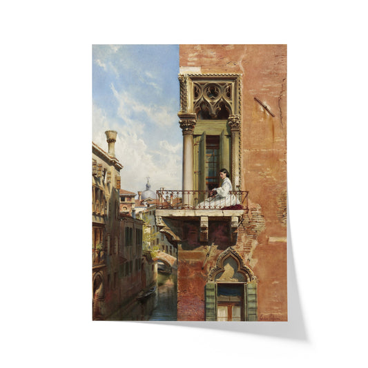 Anna Passini on the Balcony of the Palazzo Priuli in Venice | Ludwig Passini | c. 1886