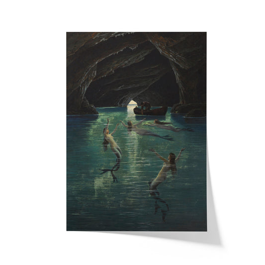 Fisherman and Mermaids in the blue Grotto in Capri | Hermann Corrodi | 20th Century