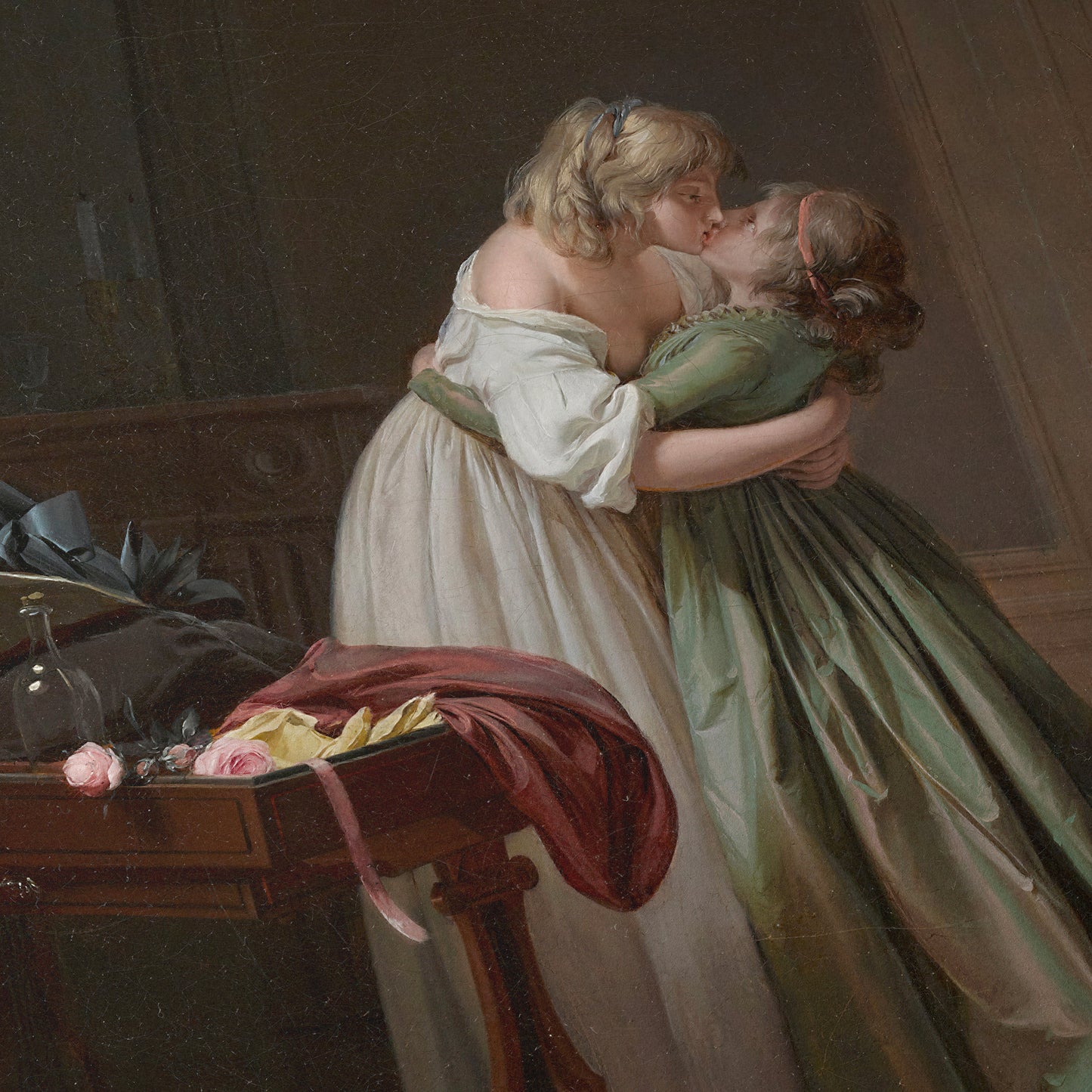 Two Young Women Kissing | Louis-Léopold Boilly | 1790-94