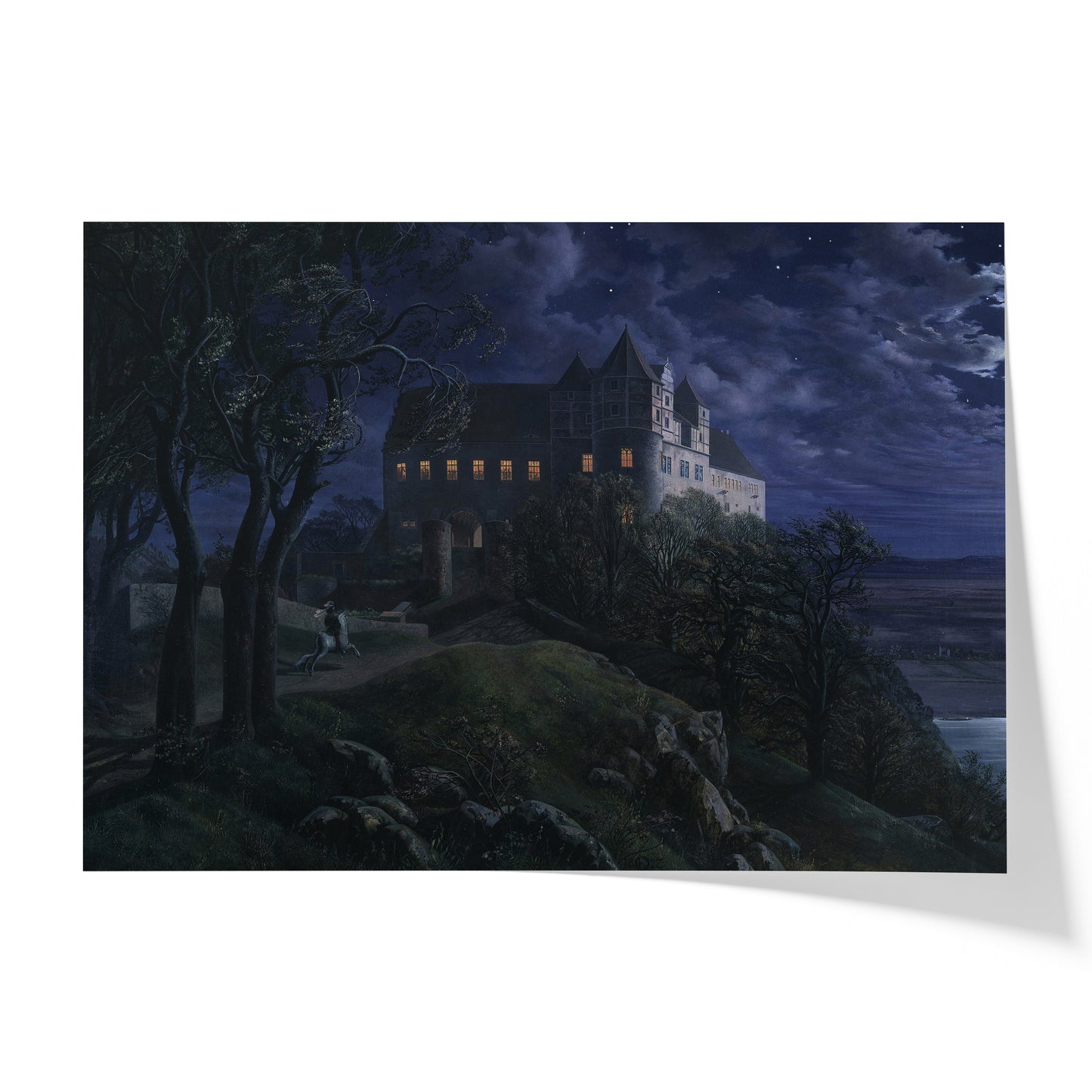 Scharfenberg Castle at Night | Ernst Ferdinand Oehme | 1827