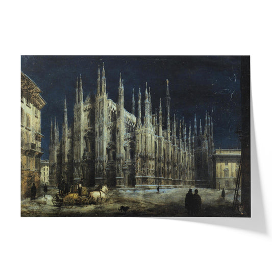 Night of Piazza del Duomo in Milan | Angelo Inganni | c. 1866
