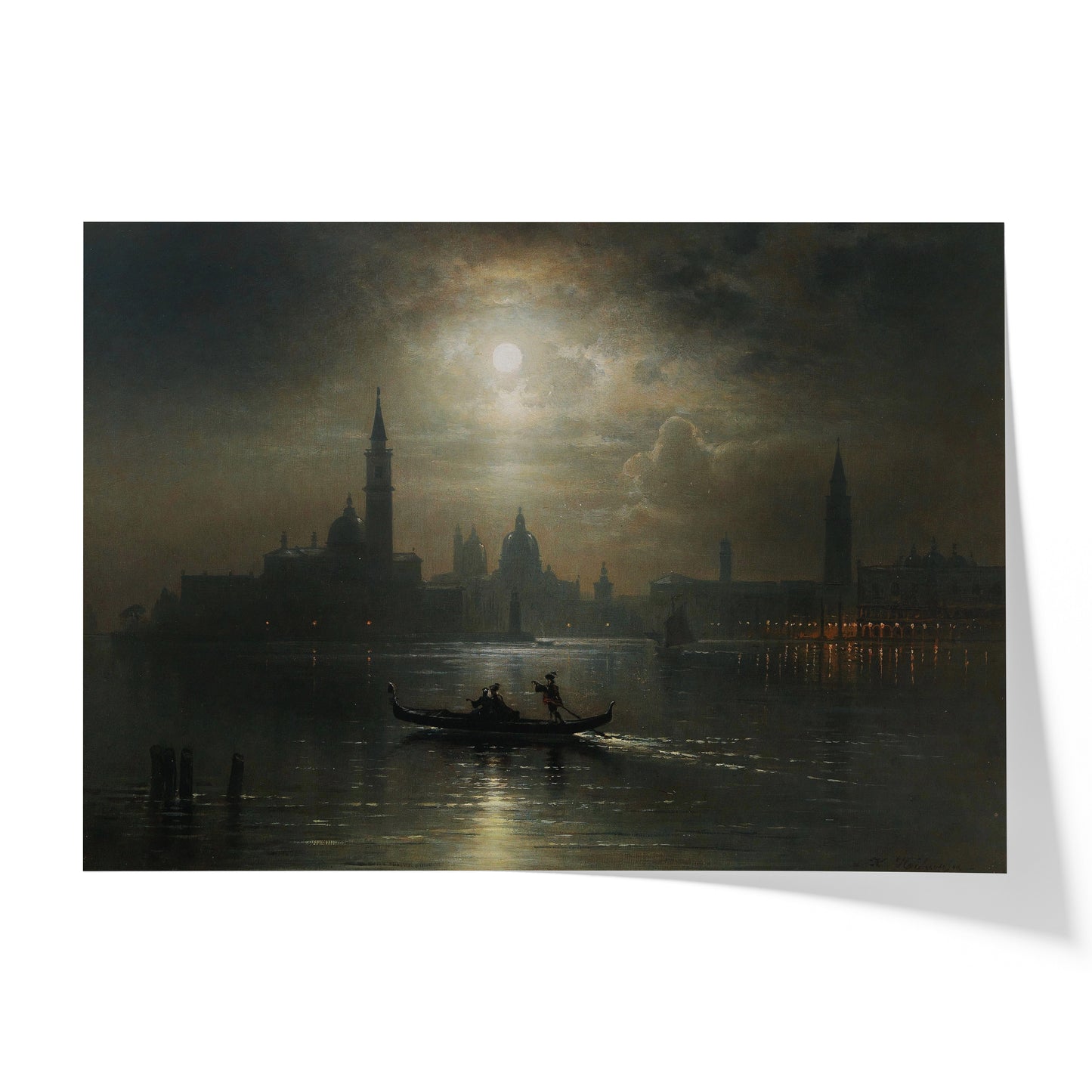 Venice, Full Moon over Santa Maria Salute | Karl Heilmayer | 19th Century