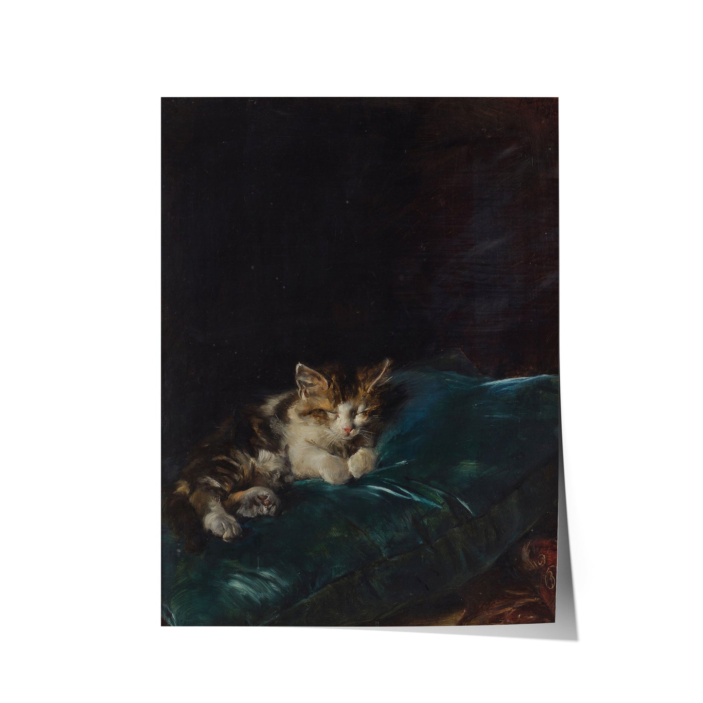Cat Sleeping on a Cushion | Francisco Domingo Marqués | 1892