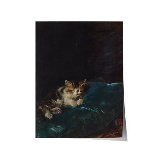 Cat Sleeping on a Cushion | Francisco Domingo Marqués | 1892
