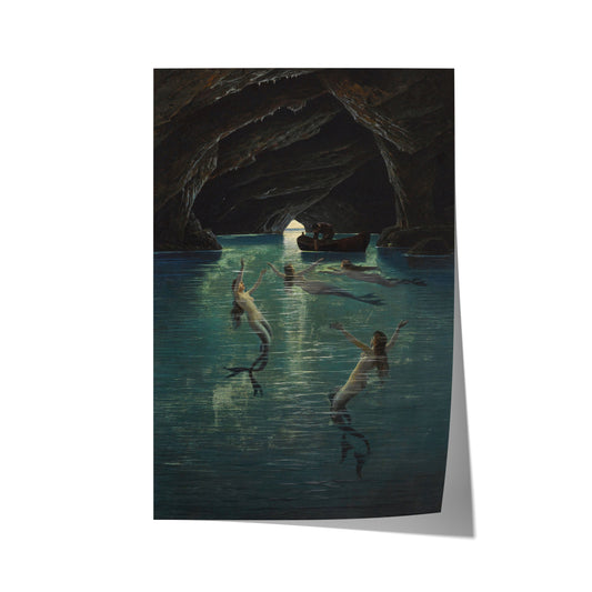 Fisherman and Mermaids in the blue Grotto in Capri | Hermann Corrodi | 20th Century