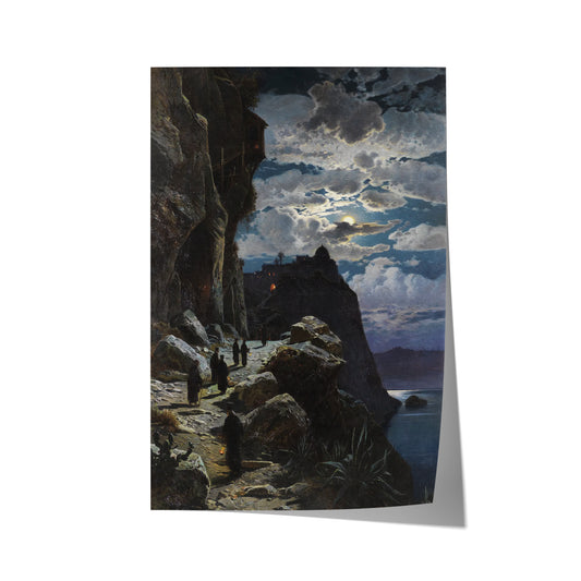 Monks Walk to the Mountain Monastery of Athos | Hermann Corrodi | 1905