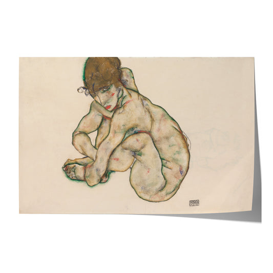 Crouching Nude Girl | Egon Schiele | 1918