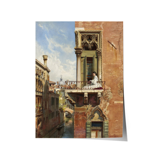 Anna Passini on the Balcony of the Palazzo Priuli in Venice | Ludwig Passini | c. 1886