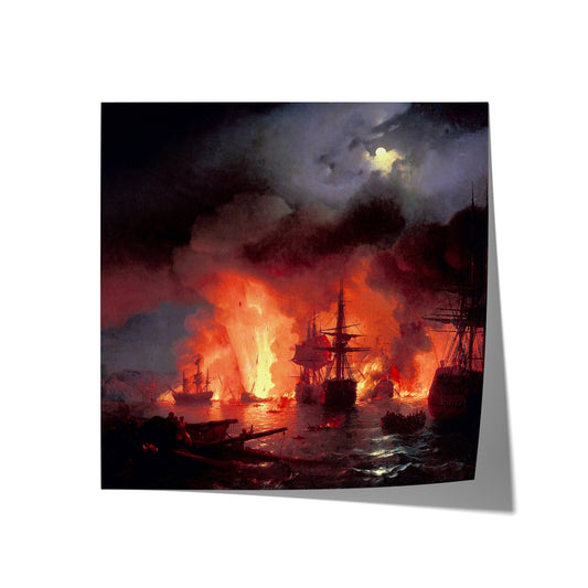 Battle of Çesme at Night | Ivan Aivazovski | 1848