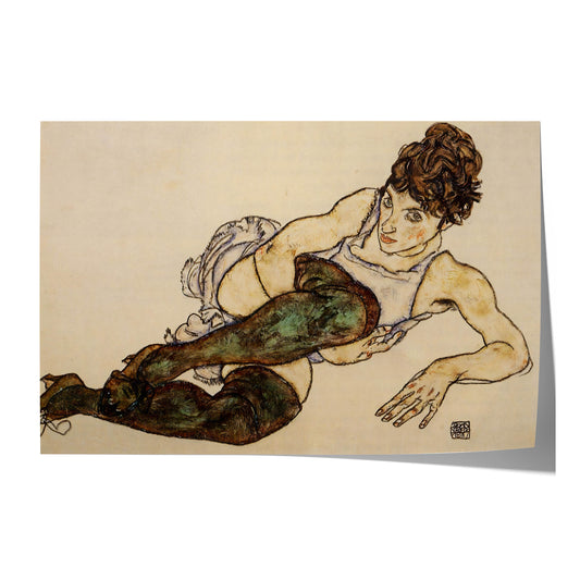 Reclining Woman with Green Stockings | Egon Schiele | 1917