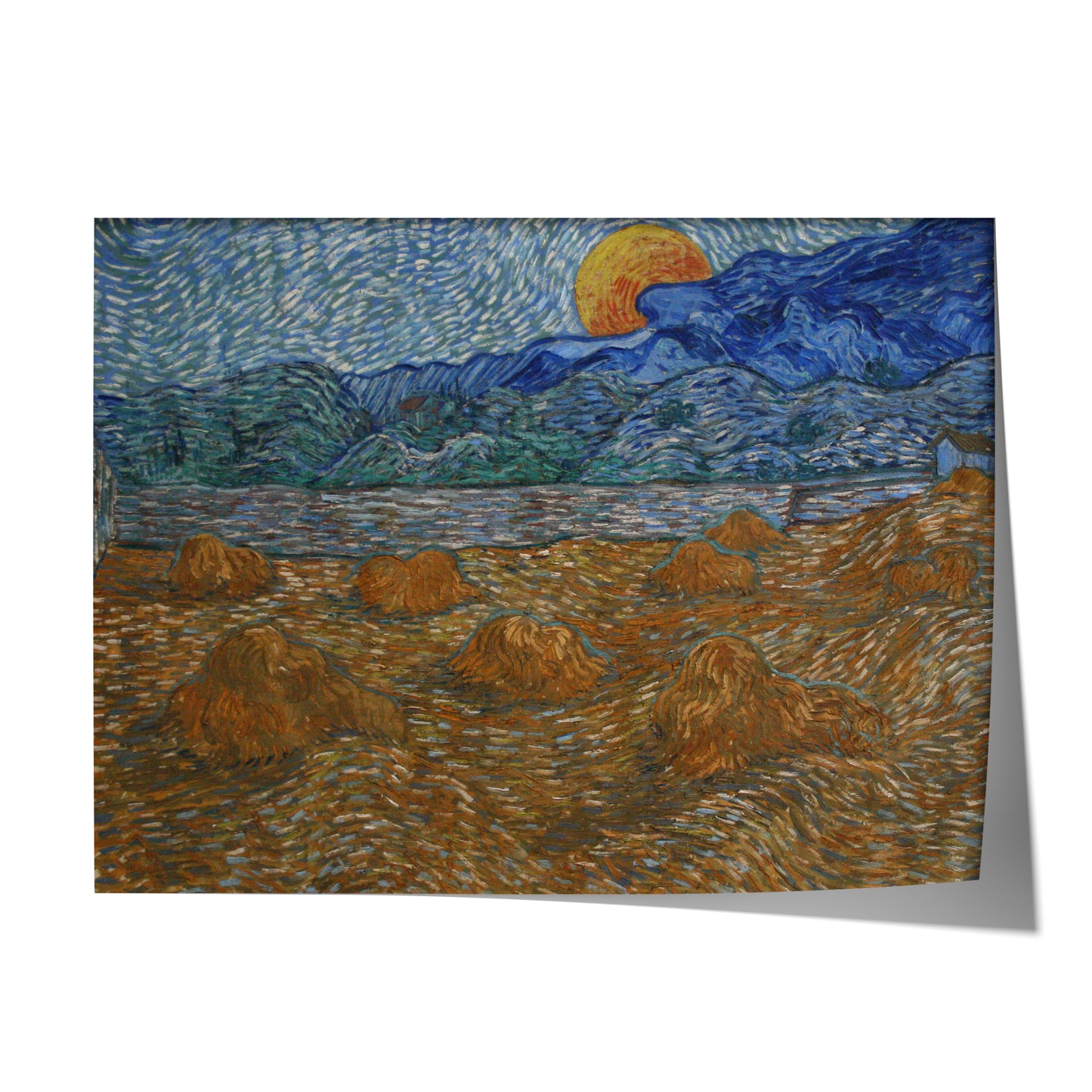 Landscape with Wheat Sheaves and Rising Moon | Vincent van Gogh | 1889