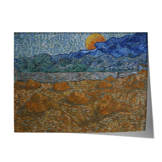 Landscape with Wheat Sheaves and Rising Moon | Vincent van Gogh | 1889