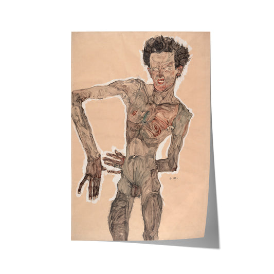 Nude Self-Portrait, Grimacing | Egon Schiele | 1910