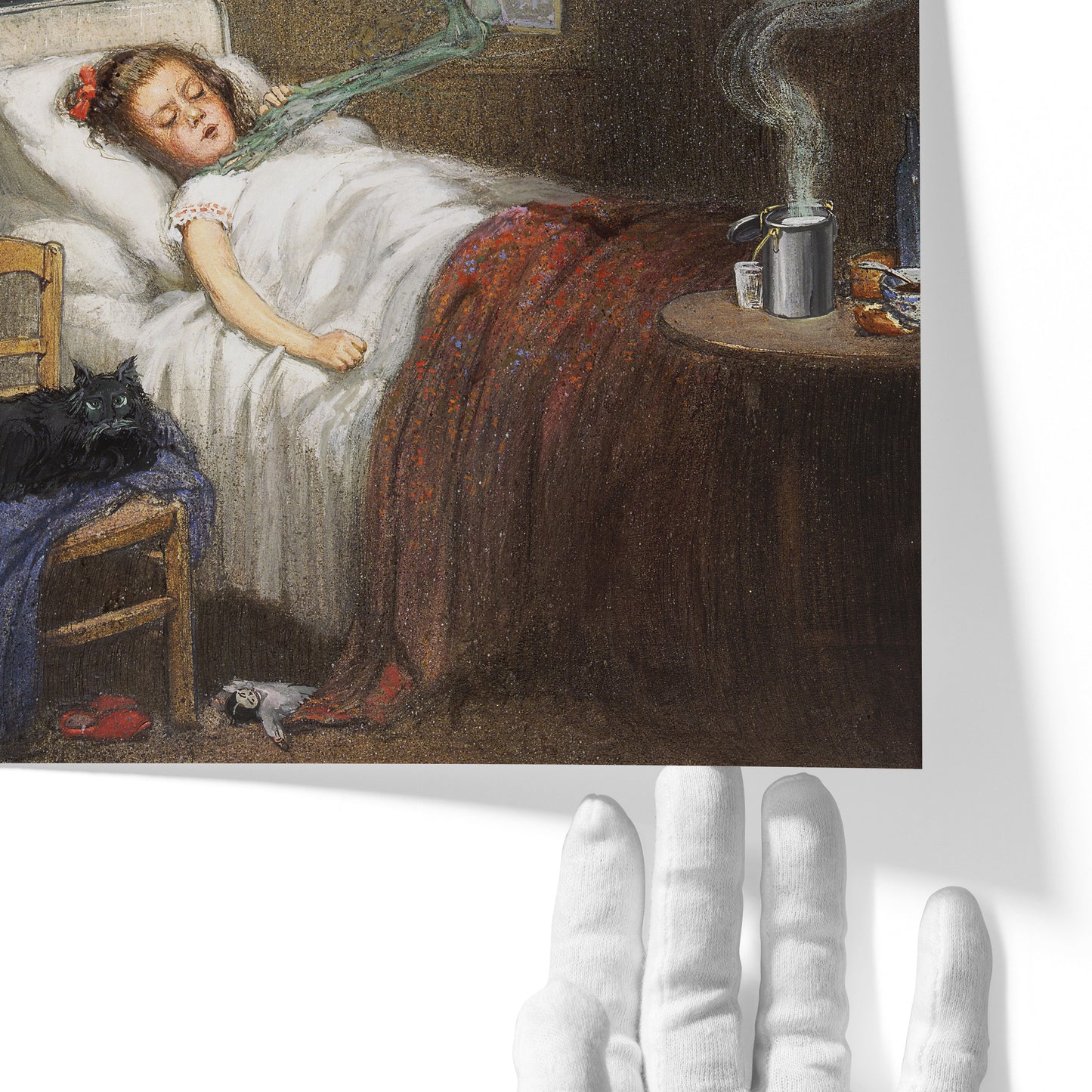 Ghostly Skeleton Trying to Strangle a Sick Child (Diphtheria) | Richard Tennant Cooper | 20th Century