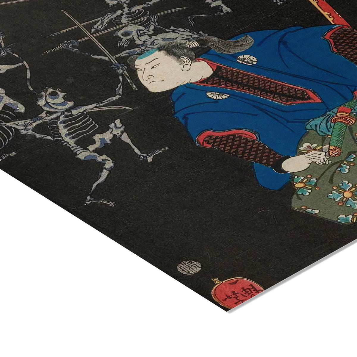 Oya Taro Mitsukuni Watching A Battle Scene Between Armies Of Skeletons | Tsukioka Yoshitoshi | 1865