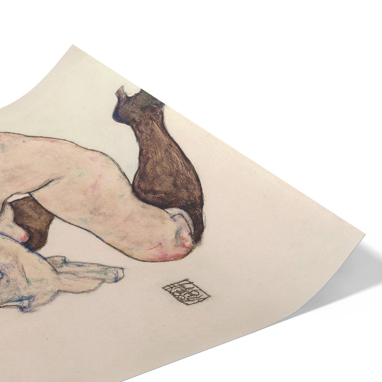 Kneeling girl, Resting on Both Elbows | Egon Schiele | 1917