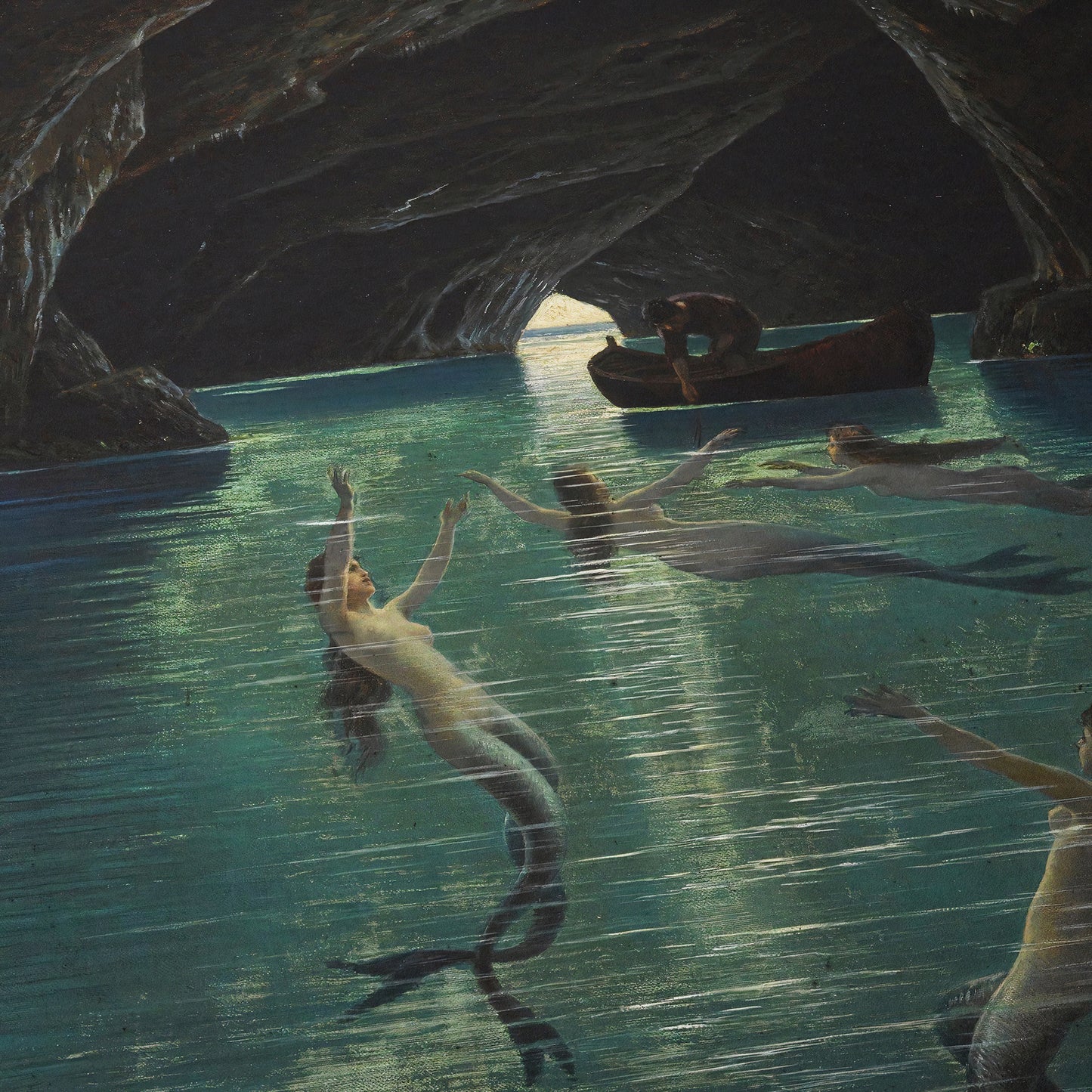 Fisherman and Mermaids in the blue Grotto in Capri | Hermann Corrodi | 20th Century