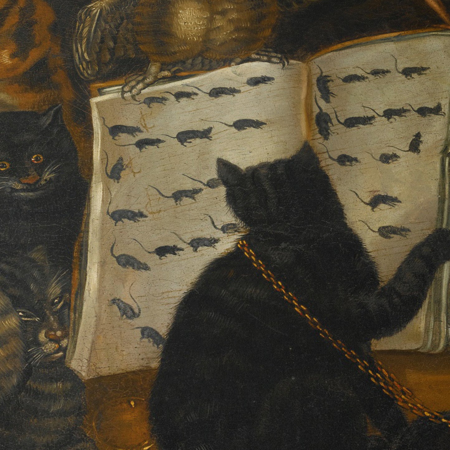 Cats Being Instructed in the Art of Mouse-Catching by an Owl | Lombard School | c. 1700