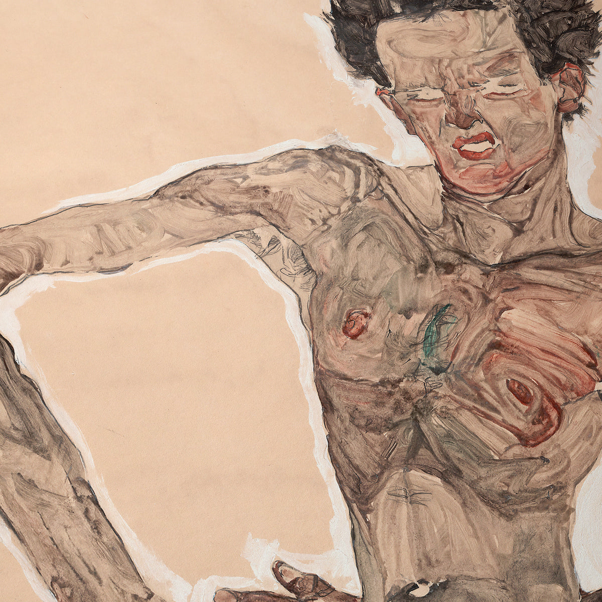 Nude Self-Portrait, Grimacing | Egon Schiele | 1910