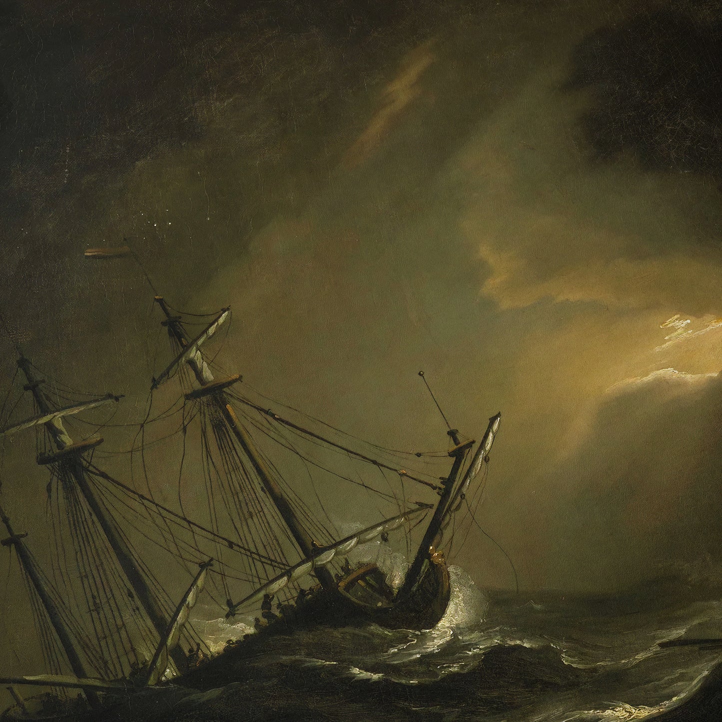 A Small Dutch Ship Riding out a Storm | Williem Van de Velde The Younger | 1700s