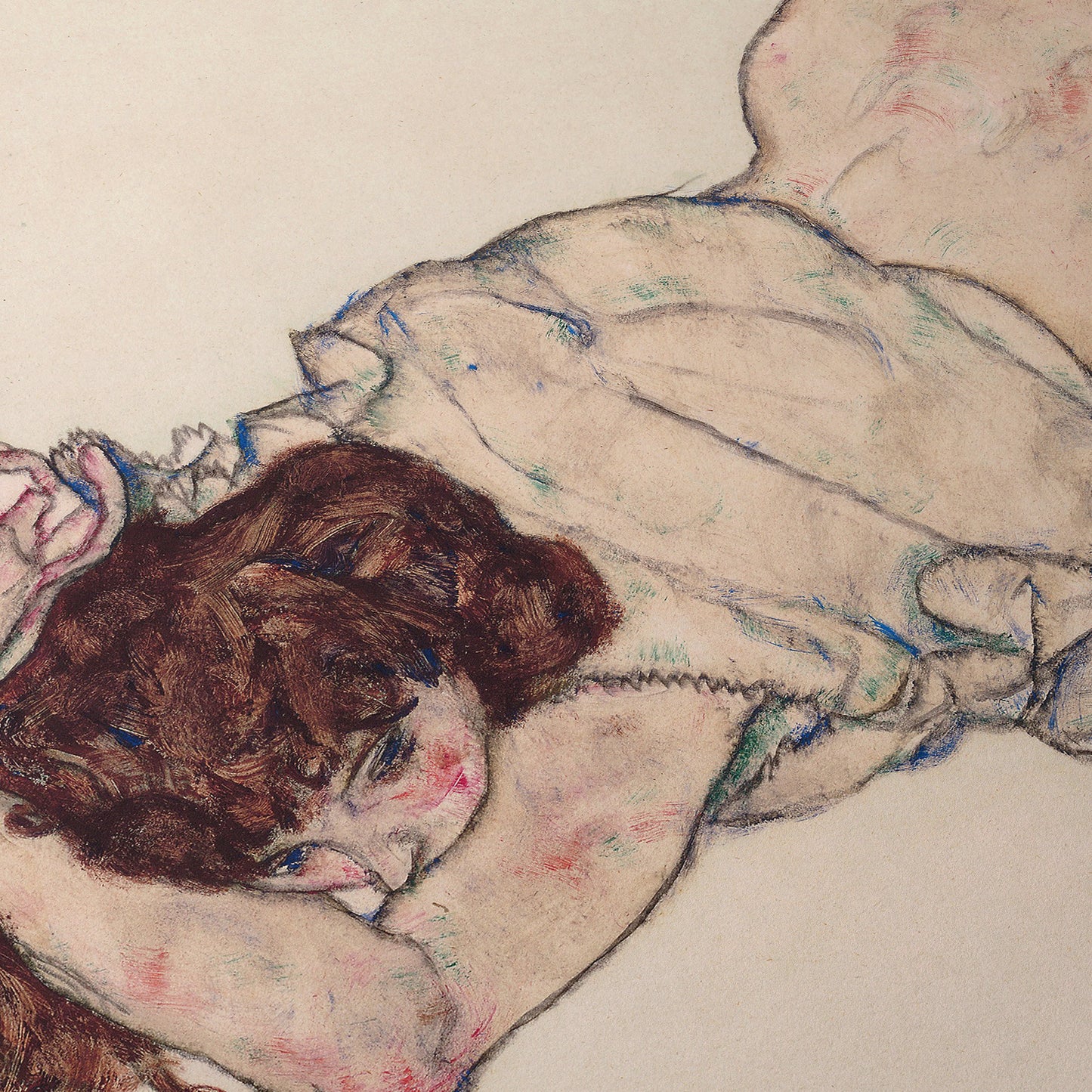 Kneeling girl, Resting on Both Elbows | Egon Schiele | 1917