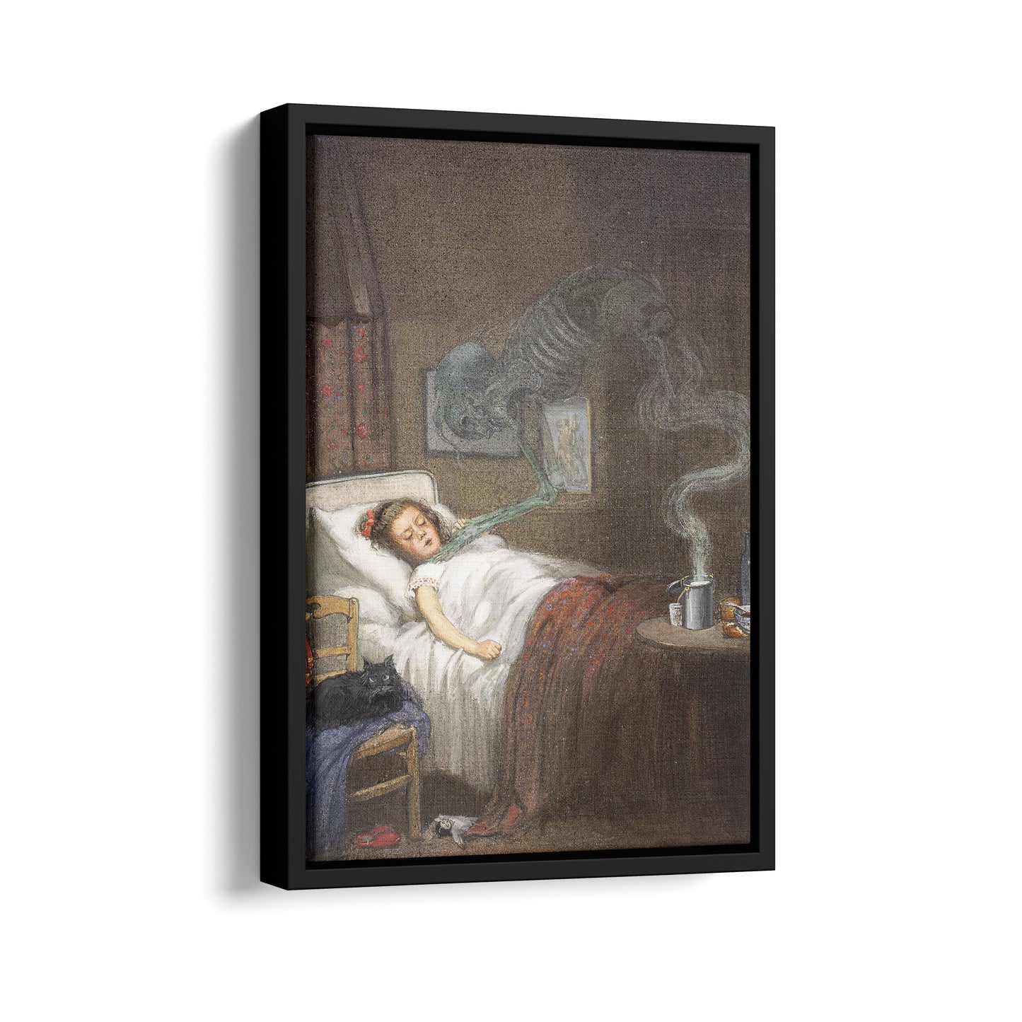 Ghostly Skeleton Trying to Strangle a Sick Child (Diphtheria) | Richard Tennant Cooper | 20th Century