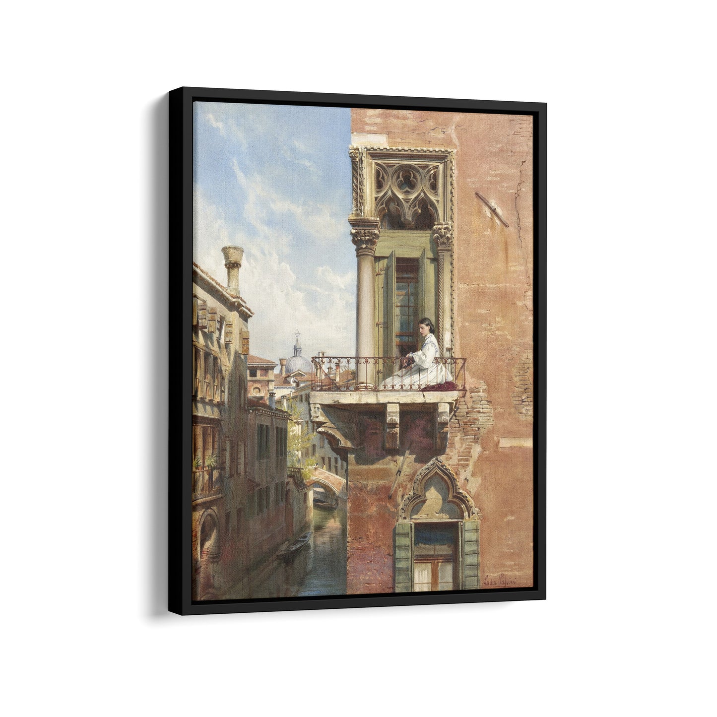 Anna Passini on the Balcony of the Palazzo Priuli in Venice | Ludwig Passini | c. 1886