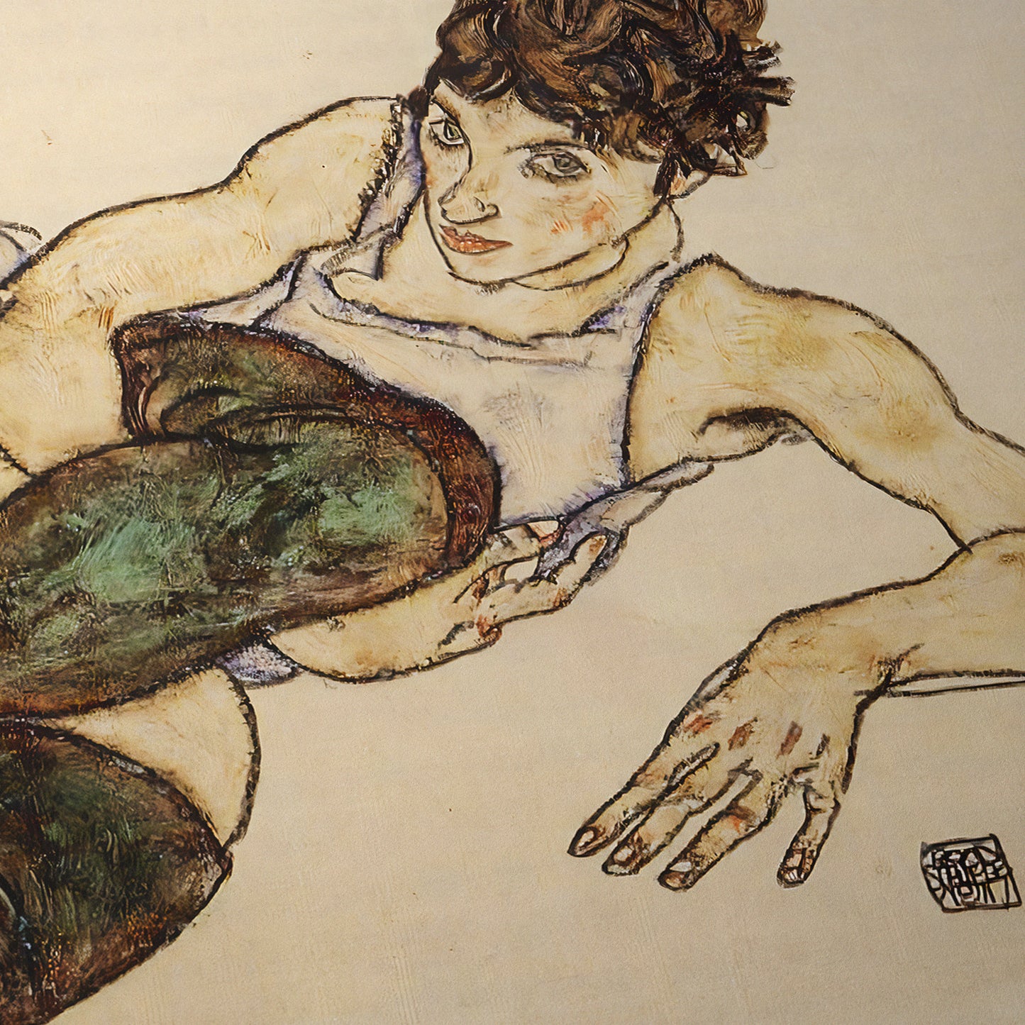 Reclining Woman with Green Stockings | Egon Schiele | 1917