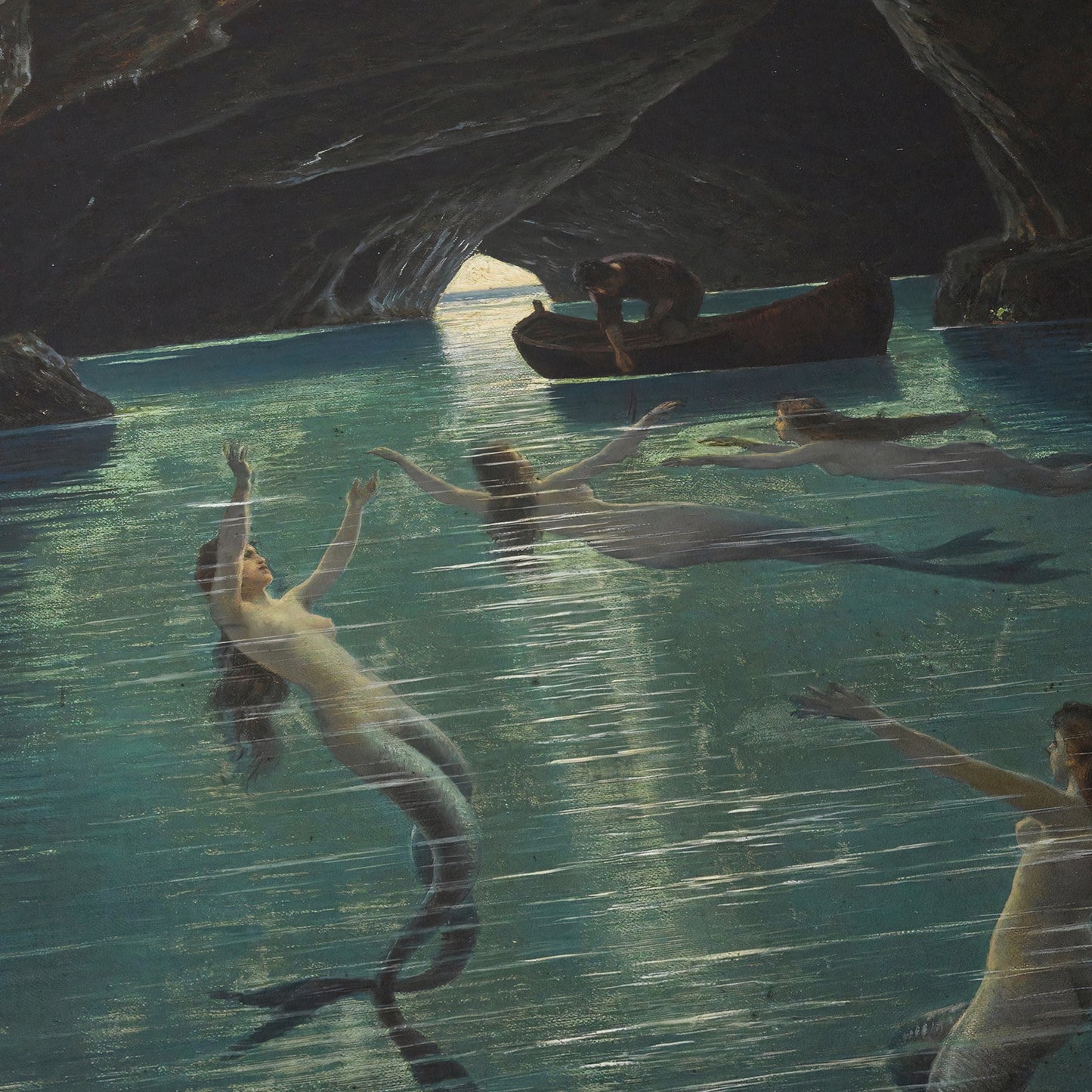 Fisherman and Mermaids in the blue Grotto in Capri | Hermann Corrodi | 20th Century