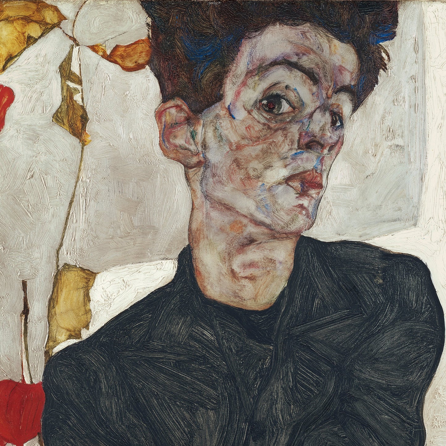 Self-Portrait with Chinese Lantern Plant | Egon Schiele | 1912