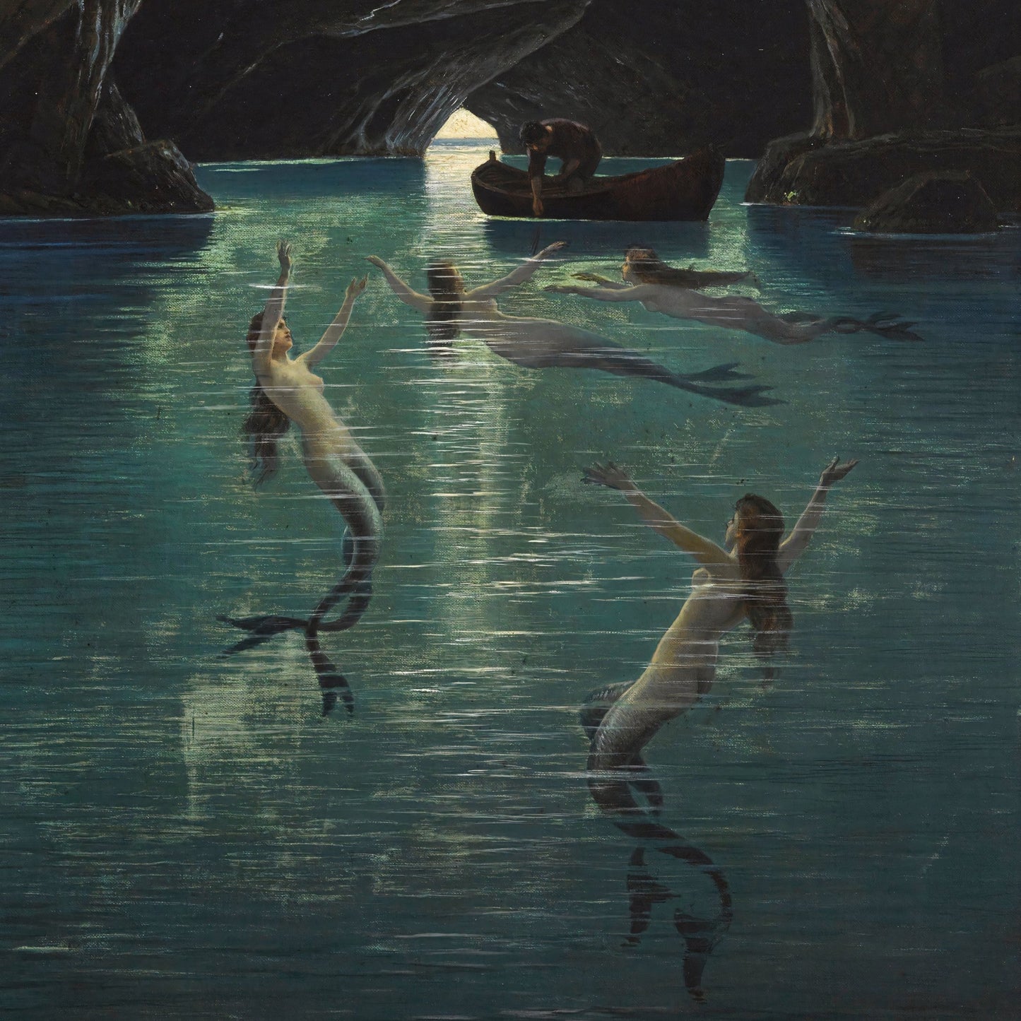 Fisherman and Mermaids in the blue Grotto in Capri | Hermann Corrodi | 20th Century