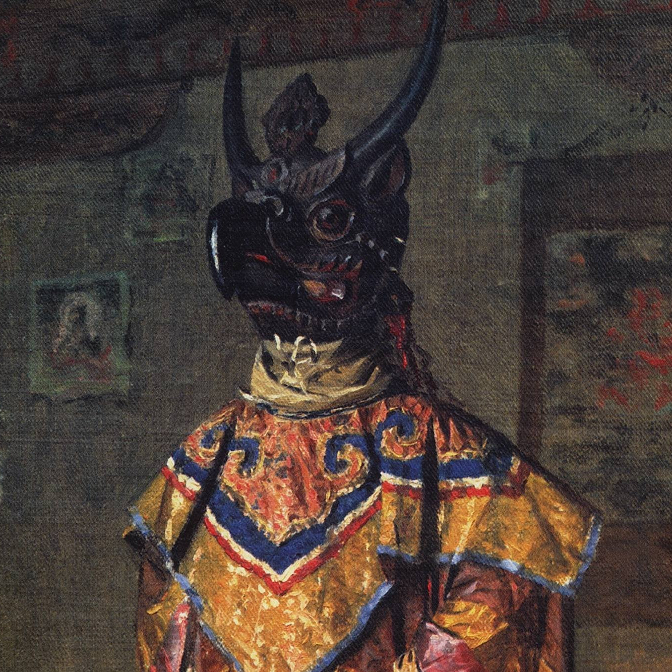Buddhist Lama in a Monastery on a Holiday Pemionchi. Sikkim | Vasily Vereshchagin | 1875