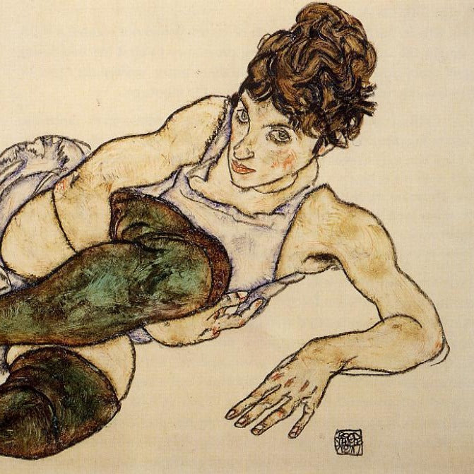 Reclining Woman with Green Stockings | Egon Schiele | 1917