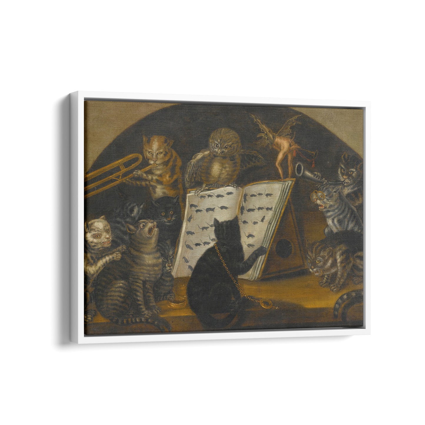 Cats Being Instructed in the Art of Mouse-Catching by an Owl | Lombard School | c. 1700