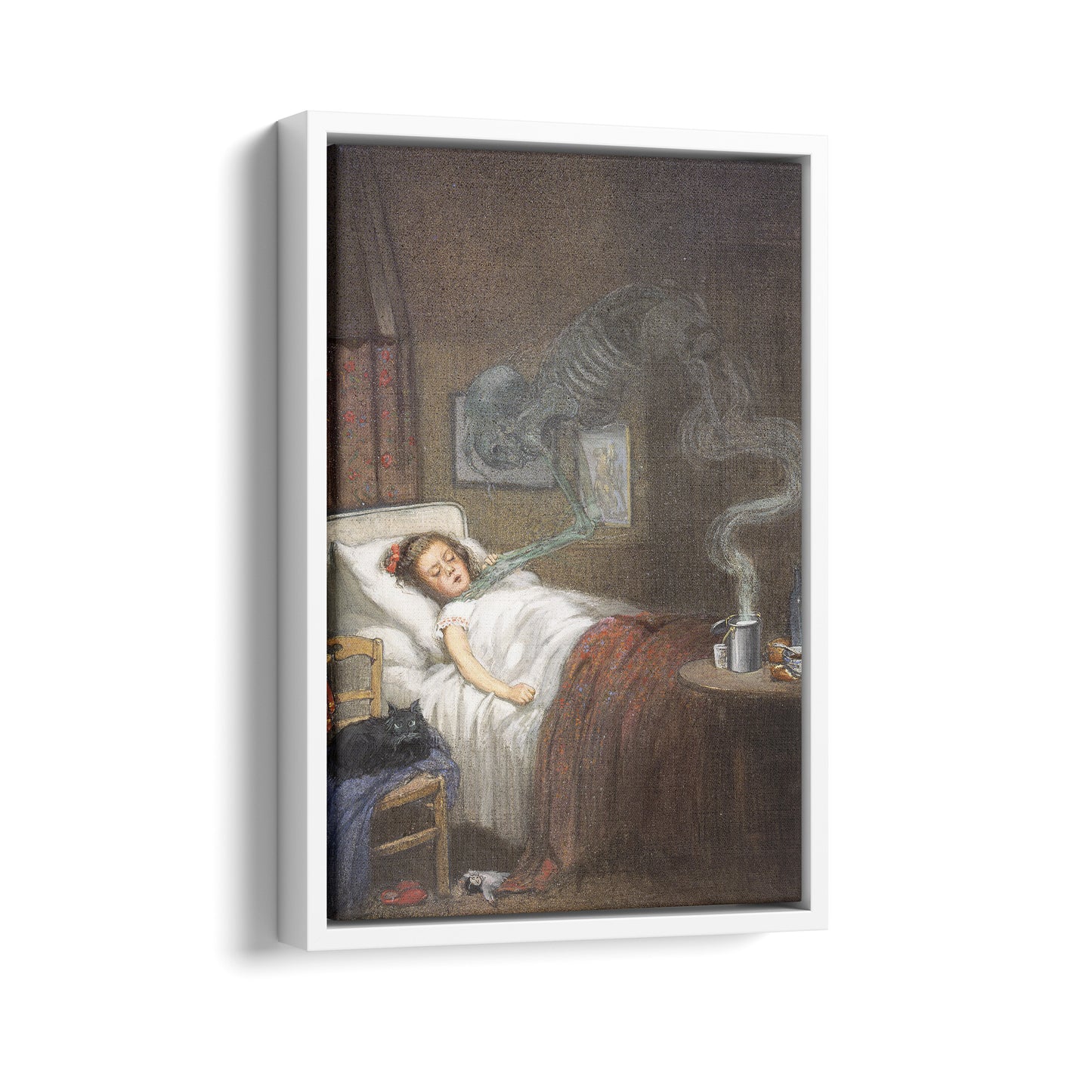 Ghostly Skeleton Trying to Strangle a Sick Child (Diphtheria) | Richard Tennant Cooper | 20th Century